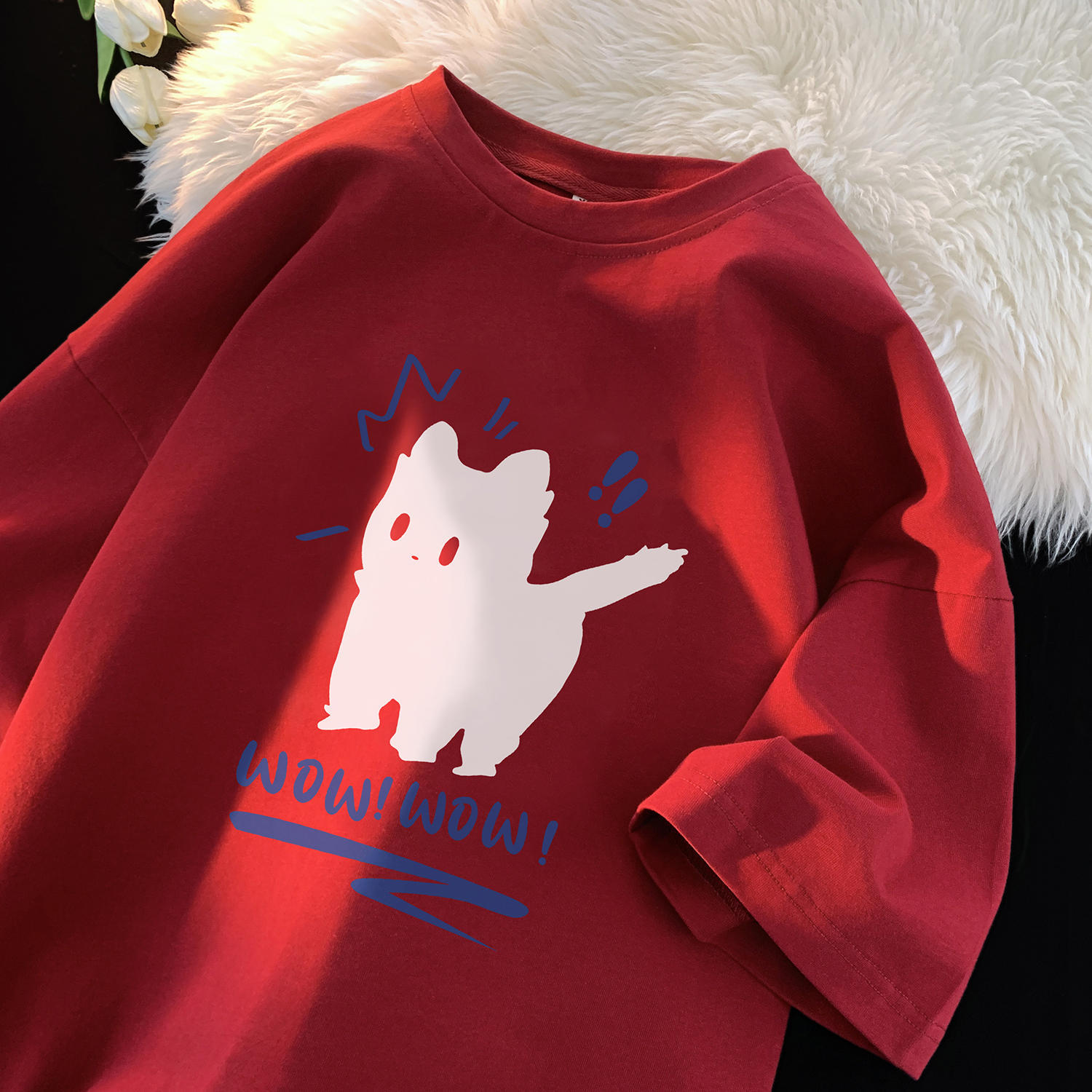 Men's Summer Bear Printed Short Sleeved T-shirt