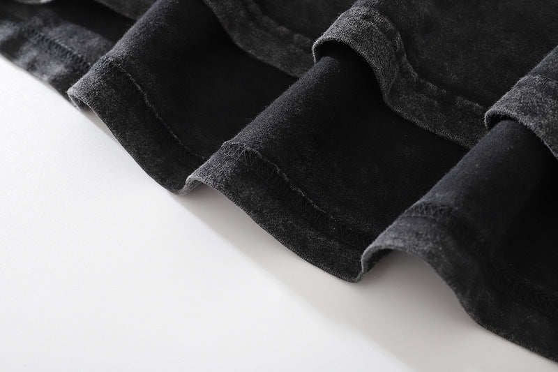 Men's Worn Looking Washed-out Portrait Short-sleeved T-shirt