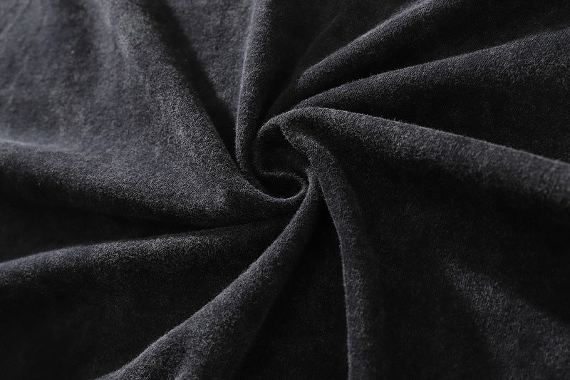 Men's Worn Looking Washed-out Portrait Short-sleeved T-shirt