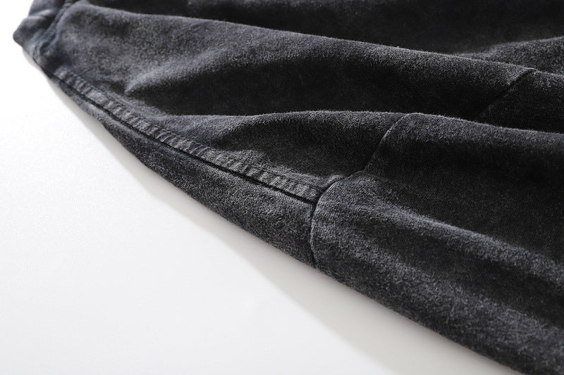 Men's Worn Looking Washed-out Portrait Short-sleeved T-shirt