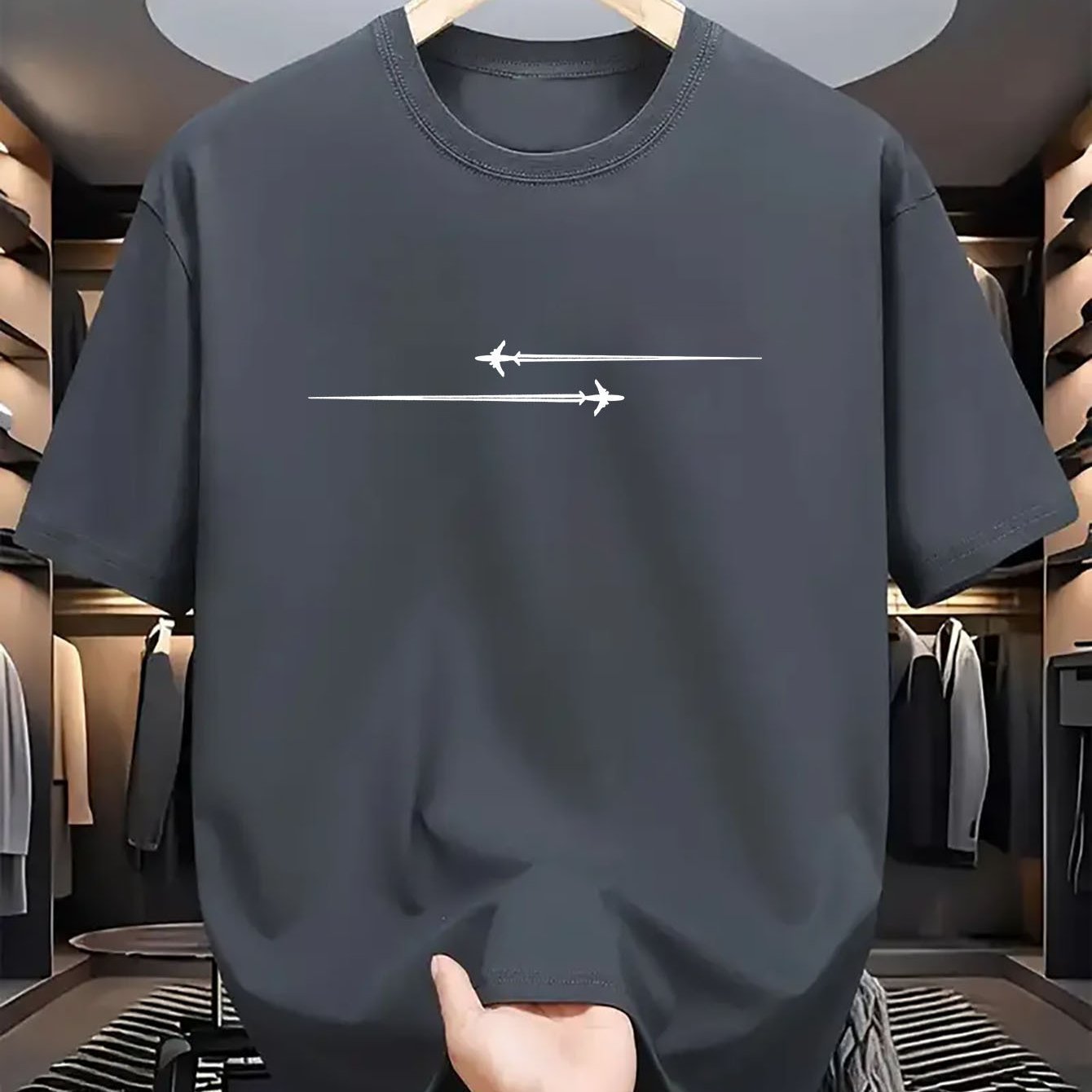 Pattern Printed Comfortable Sports Round Neck T-shirt