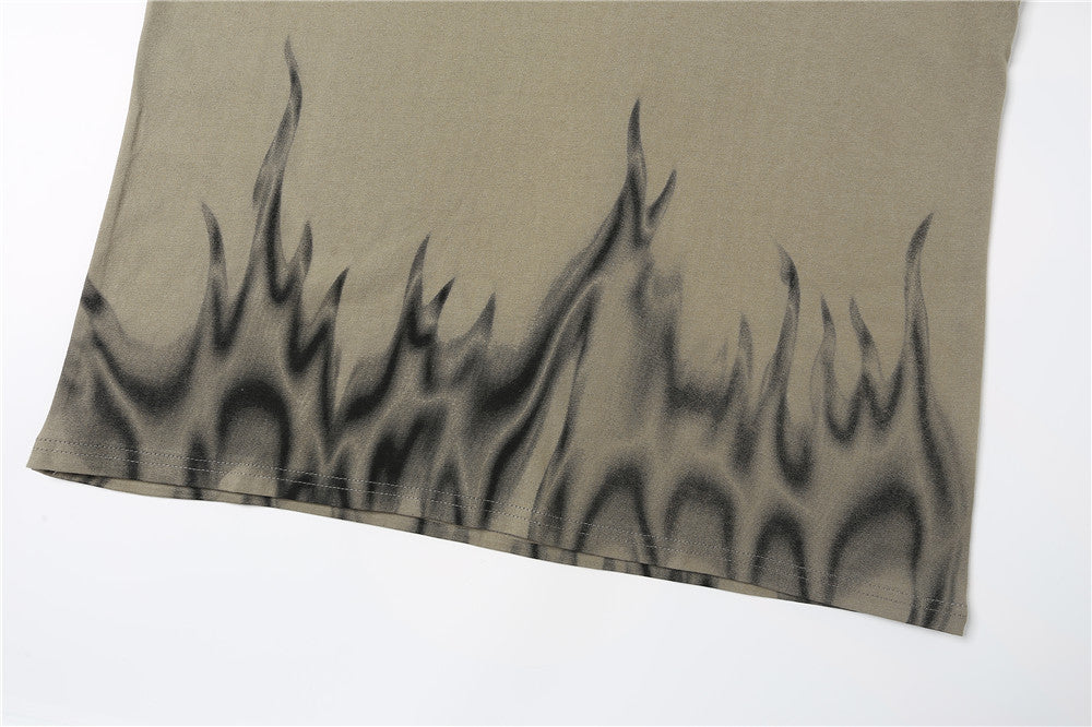 Flame Print Short-sleeved T-shirt Men